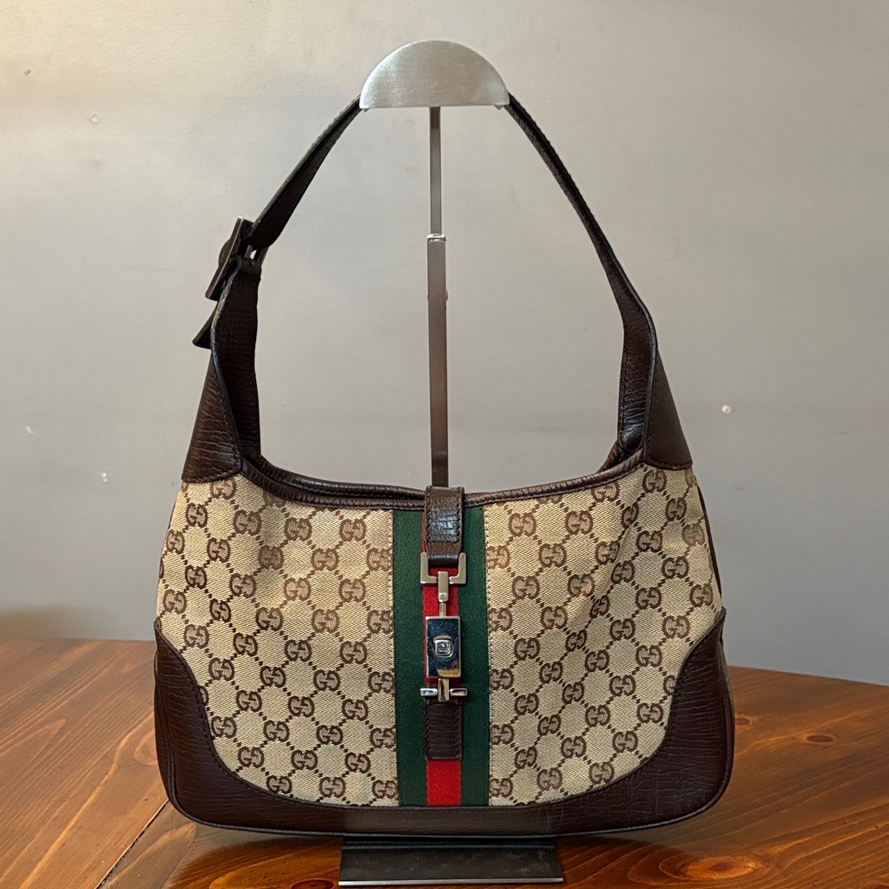 Gucci Beige and Brown Monogram Hobo Bag